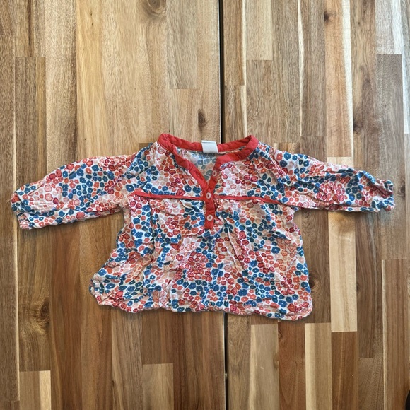 Tucker + Tate Other - Tucker + Tate Baby‎ Girls Floral Henley Blouse Red Blue 6M Long Sleeve Top